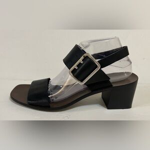 Women’s Black Block Heel Sandal with Buckle